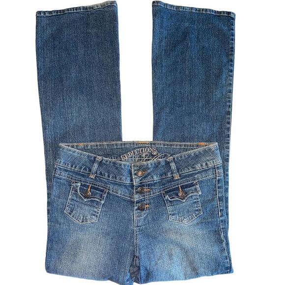 Seductions Denim Button Fly Hipster Flare Jeans size 9 - Picture 3 of 8
